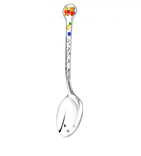 Ложка детская DO-DO «Паровозик» частичная позолота с эмалью