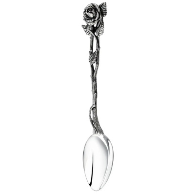 Набор для завтрака "Розалия" : подставка для яйца; ложка кофейная серебро 925