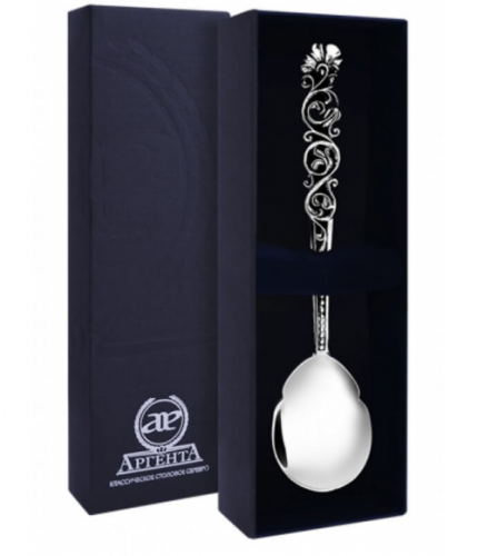 Серебряная чайная ложка «Подарочная» с чернением