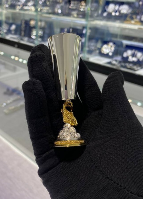 Серебряная рюмка «Золотая рыбка» с позолотой