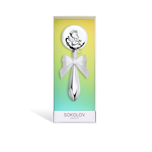 Серебряная погремушка «Ангелочек»