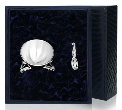 Солонка из серебра «Вьюнок» с ложкой