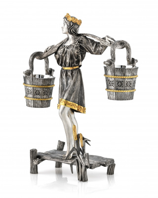 Набор для водки «Крестьянка» из серебра