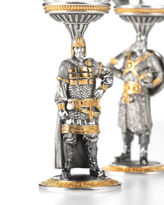 Дуэт рюмок «Былинные герои» серебряные