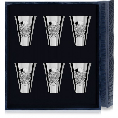 Серебряный набор стопок «Герб» - 6 предметов