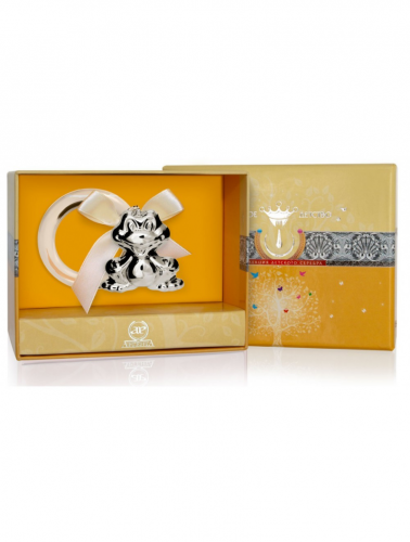 Серебряная погремушка «Лягушка» на кольце