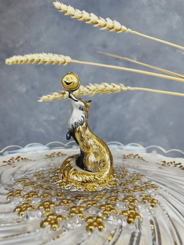 Тарелка для хлеба «Колобок» серебро и хрусталь