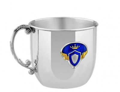 Серебряная кружка детская «Принц» с позолотой и эмалью