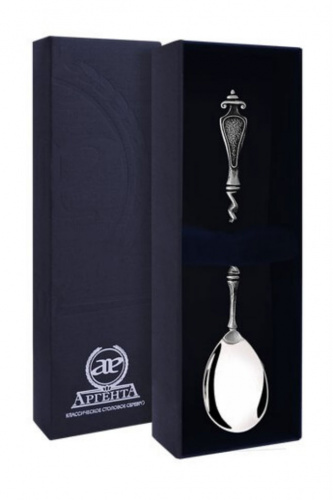 Чайная ложка из серебра «Витая» с чернением