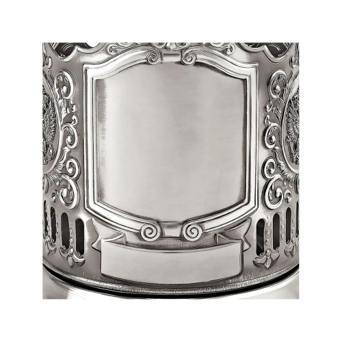 Подстаканник под гравировку «Герб РФ» никелированный с чернью