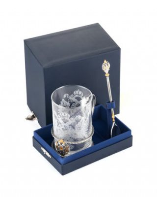 Подстаканник «Символ»  из серебра с ложкой