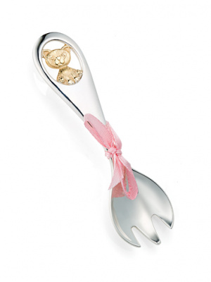 Набор серебряный детский «Котята» вилка с ложкой