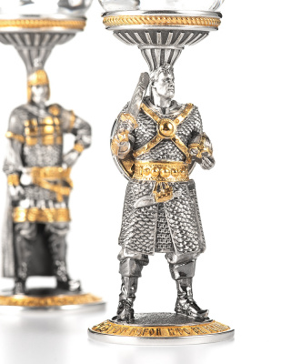 Дуэт рюмок «Былинные герои» серебряные