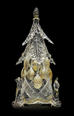 Набор чайных и кофейных ложек с подставкой «Ель» из серебра