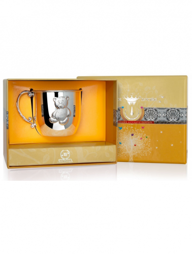 Кружка детская из серебра «Мишка»