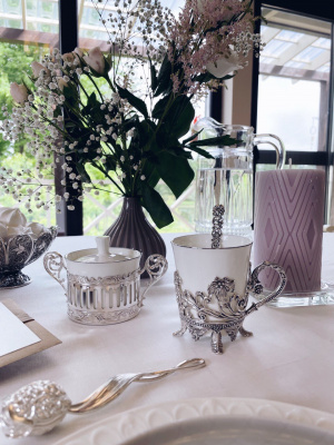 Чайная чашка «Цветочная» с ложкой