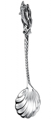 Серебряная ложка для икры «Осетр» с чернением