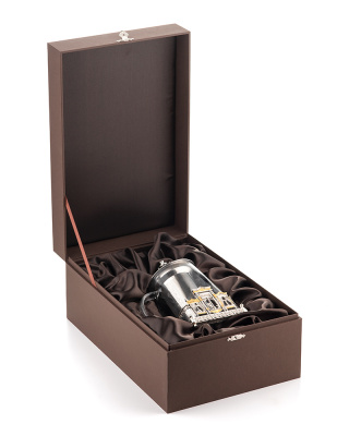 Чайник «Родные окна» из серебра с позолотой