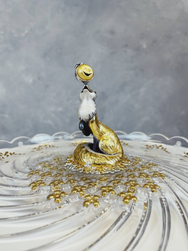 Тарелка для хлеба «Колобок» серебро и хрусталь