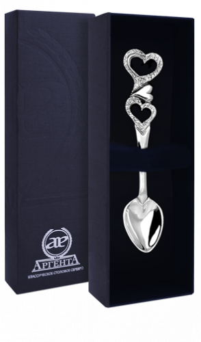 Серебряная кофейная ложка «Сердечко»