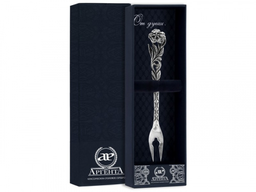 Вилка из серебра для лимона «Симфония» с чернением