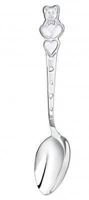Чайная ложка из серебра «Мишка с сердечками»