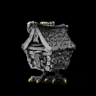 Серебряная солонка «Избушка на курьих ножках» с лопаткой