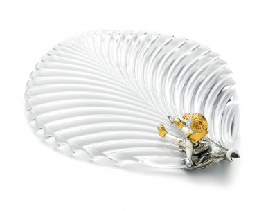 Закусочная тарелочка «Мальчик с цветами» серебро и хрусталь