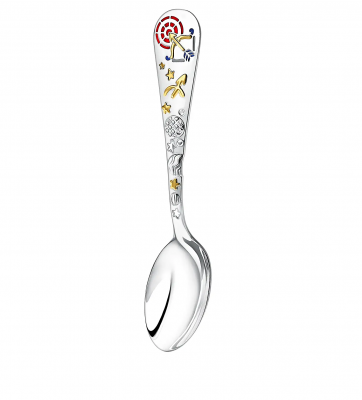 Серебряная ложка для ребенка «Зодиак-Стрелец» ч/п с эмалью в футляре