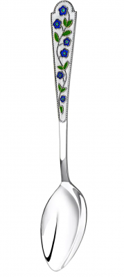 Чайная ложка серебряная «Лето-Василек» с эмалью