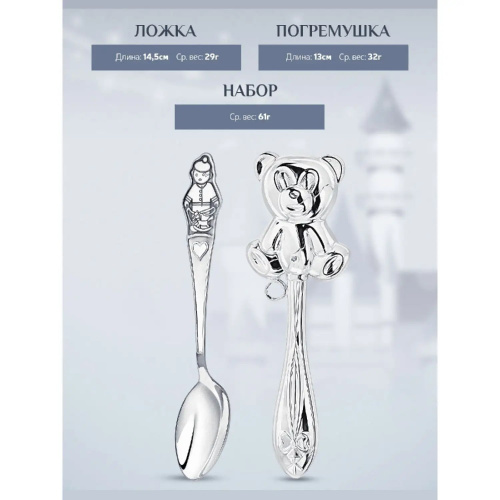 Набор из серебра «Мальчик» ложка и погремушка