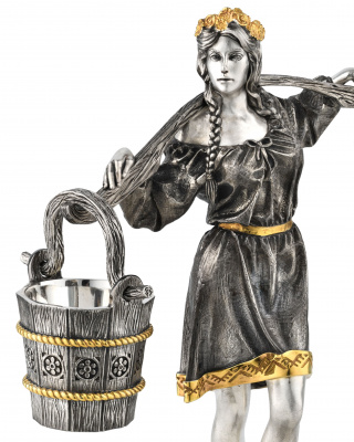 Набор для водки «Крестьянка» из серебра