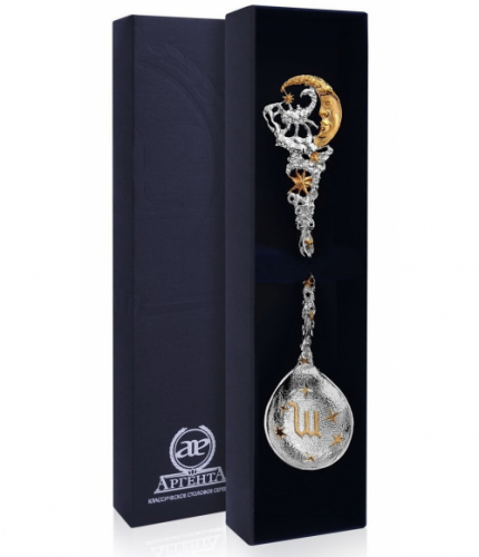 Ложка серебряная «Зодиак Скорпион» с позолотой