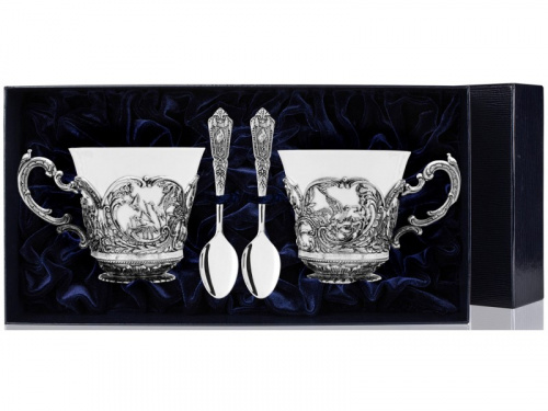 2 чашки чайные «Королевская охота» с ложками