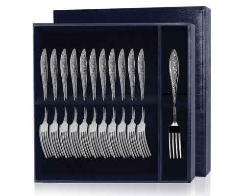 Серебряный набор «Морозко» 12 десертных вилок