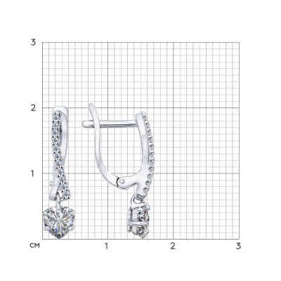 Серьги из серебра с фианитами