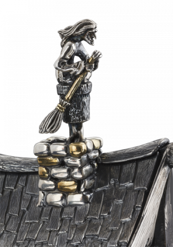 Серебряная солонка «Избушка на курьих ножках» с лопаткой