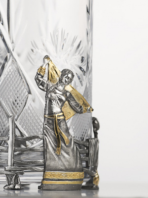 Серебряный подстаканник «Разгуляй» с хрусталем