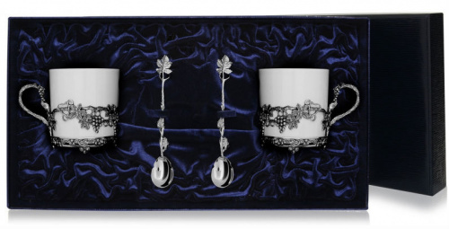 2 кофейные чашки «Виноград» с ложками