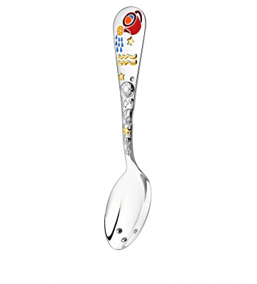 Серебряная ложка детская «Зодиак-Водолей» ч/п с эмалью в футляре