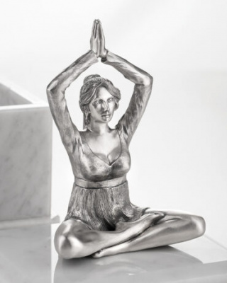 Шкатулка «Йога» серебро и мрамор