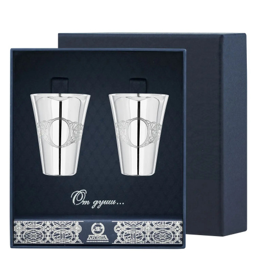 2 серебряные стопки «Подарочные №2» в футляре