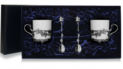 2 чашки чайные «Виноград» с ложками