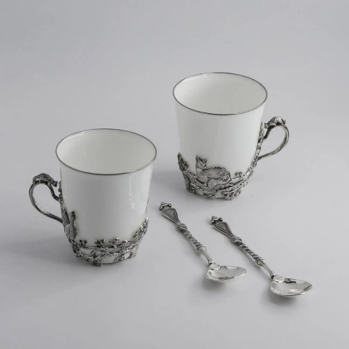 2 чашки чайные «Куница» с ложками