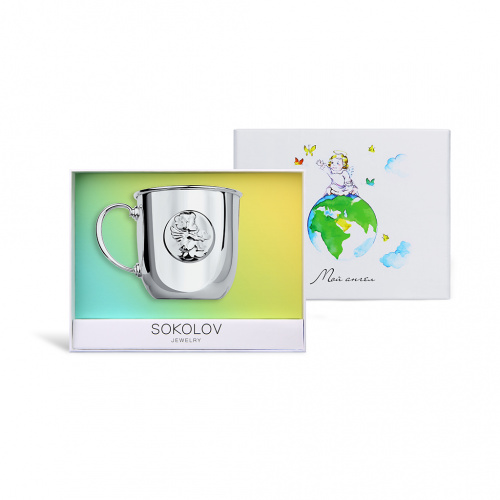 Кружка большая из серебра «Ангелочек»