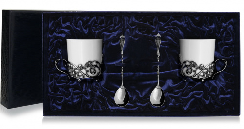 2 чашки чайные «Витые» с ложками