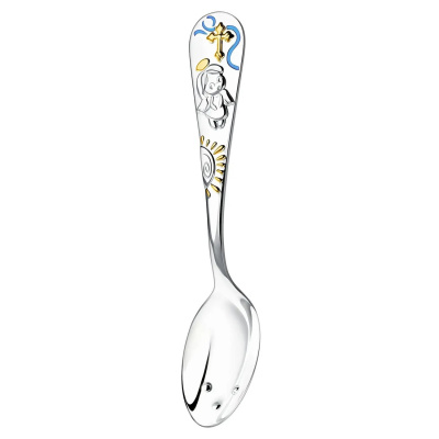 Набор для малышей DODO «Ангел» ложка и погремушка голубой Серебро 925