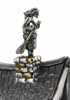 Серебряная солонка «Избушка на курьих ножках» с лопаткой