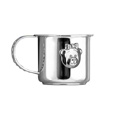 Набор детский DODO «Мишка - малышка» кружка и ложка с позолотой и с эмалью серебро 925