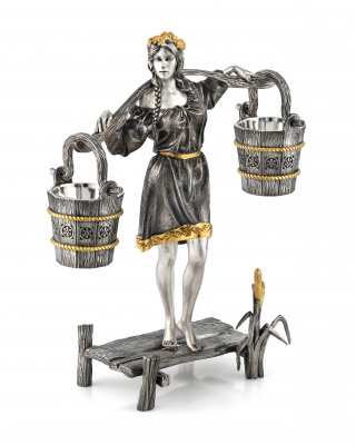 Набор для водки «Крестьянка» из серебра